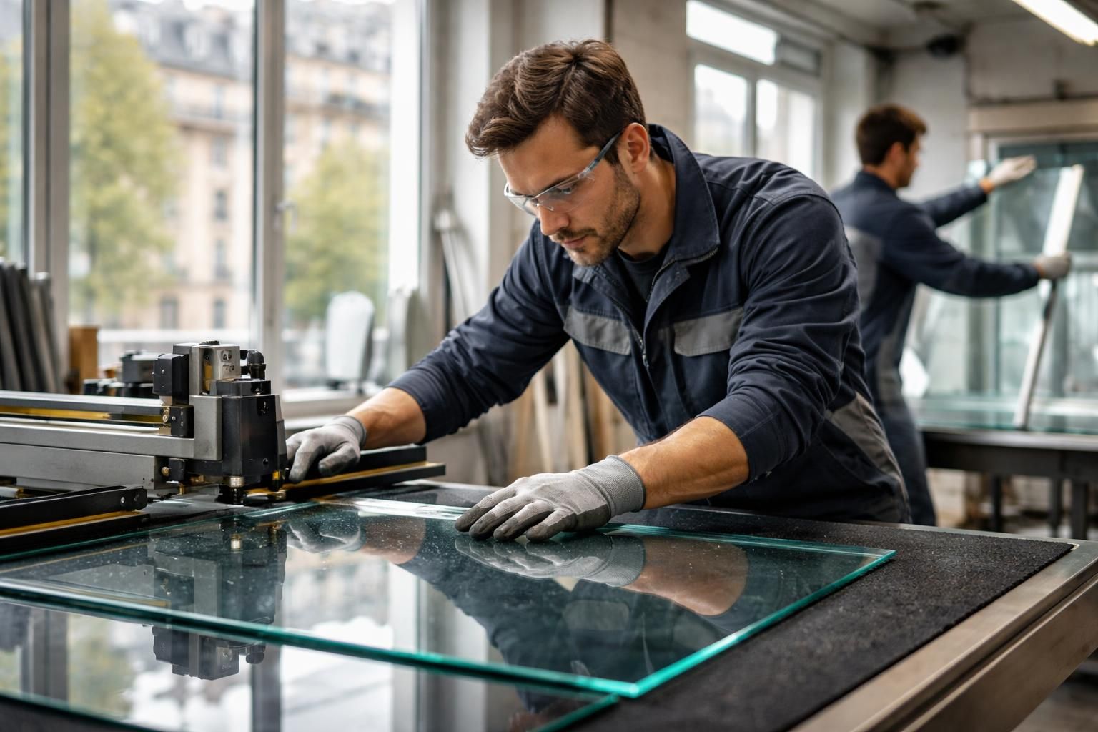 miroitier à paris 14 spécialisé en découpe de verre de précision et pose rapide pour tous vos projets de miroiterie et vitrage sur mesure.